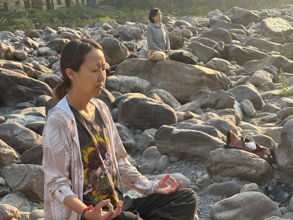 Meditating on the banks of Ganga-Ji